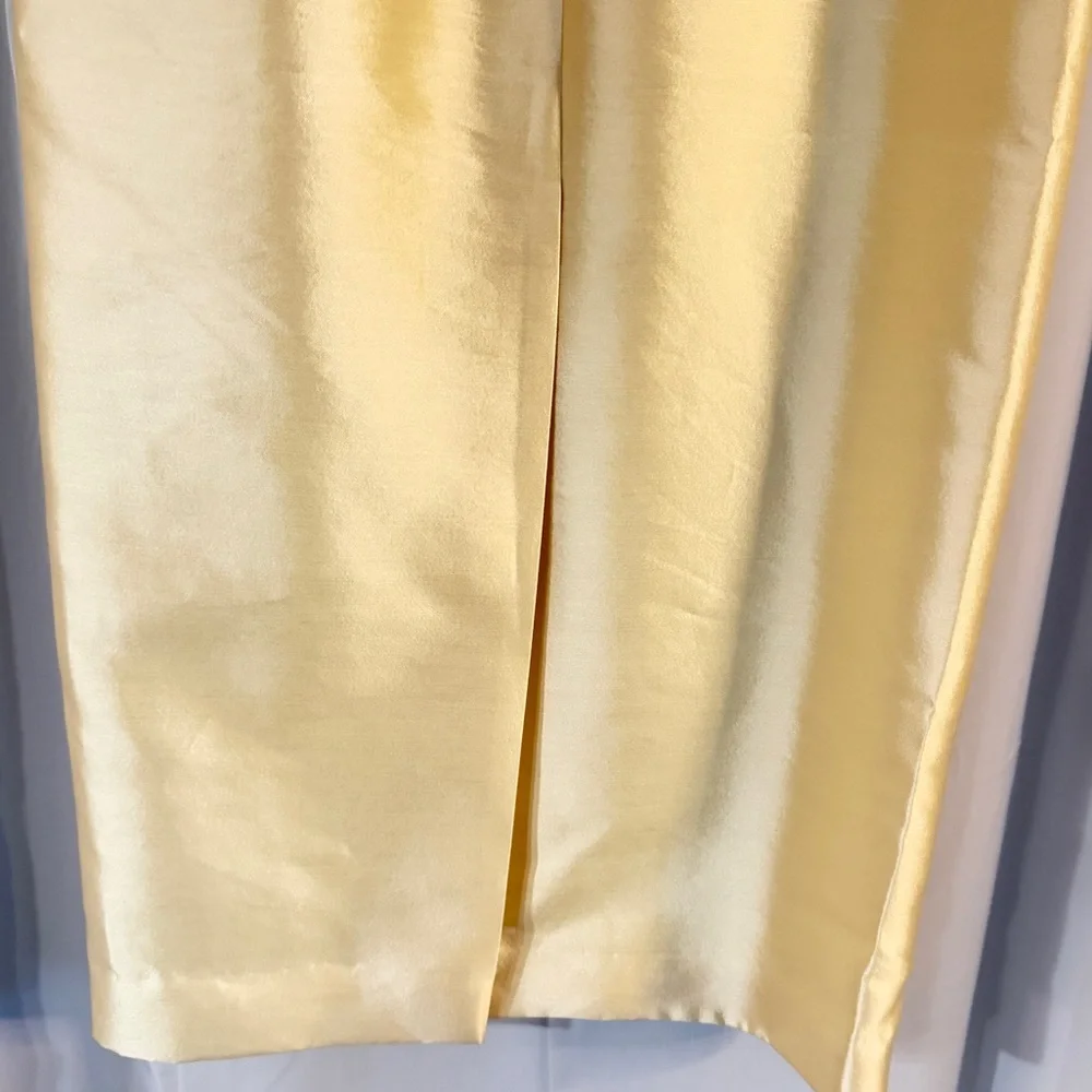 Vintage Teri Jon Nites Silk Wool Pencil Skirt | Rickie Freeman | Ivory Midi - Picture 5 of 10